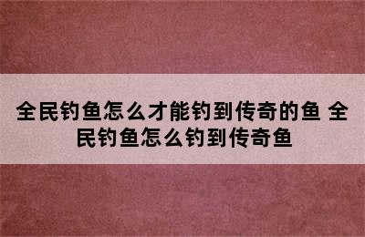 全民钓鱼怎么才能钓到传奇的鱼 全民钓鱼怎么钓到传奇鱼